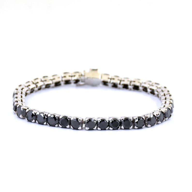 Certified Black Diamond Bracelet In Round Brilliant Cut AAA Etsy