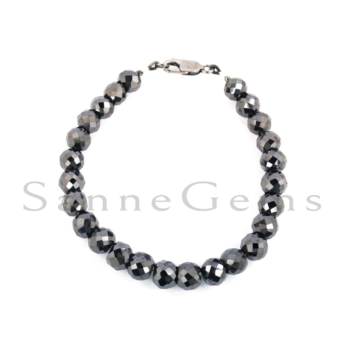 8 mm Certified Black Diamond Beads Bracelet Excellent Shine & Etsy