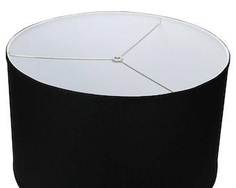 FenchelShades.com 18" Top Diameter x 18" Bottom Diameter 11" Height Cylinder Drum Lampshade (Black)