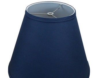 FenchelShades.com Lampshade 7" Top Diameter x 14" Bottom Diameter x 11" Slant Height with Washer Attachment for Lamps with a Harp(Navy Blue)