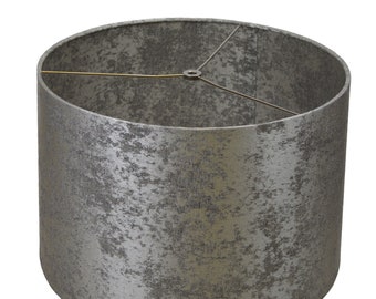 FenchelShades.com 16" Top Diameter x 17" Bottom Diameter x 11" Slant Height Drum Lampshade Spider Attachment (Couture Crushed Sterling)