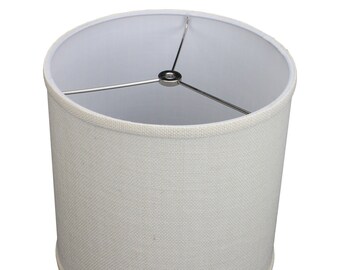 FenchelShades.com 10" Top Diameter x 10" Bottom Diameter 10" Height Fabric Drum Lampshade Spider Attachment (Burlap Off White)