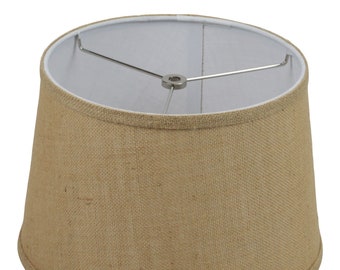 FenchelShades.com Lampshade 10" Top Diameter x 12" Bottom Diameter x 8" Slant Height with Washer Attachment for Lamps with a Harp (Burlap)