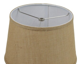 FenchelShades.com Lampshade 10" Top Diameter x 12" Bottom Diameter x 8" Slant Height with Washer Attachment for Lamps with a Harp (Burlap)