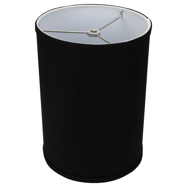 FenchelShades.com 8" Top Diameter x 8" Bottom Diameter 11" Height Cylinder Drum Lampshade (Black)