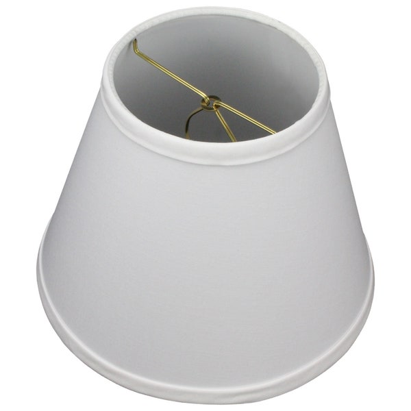 FenchelShades.com Lampshade 5" Top by 8" Bottom by 7" Slant Height with Brass Bulb-Clip-On Attachment (White)