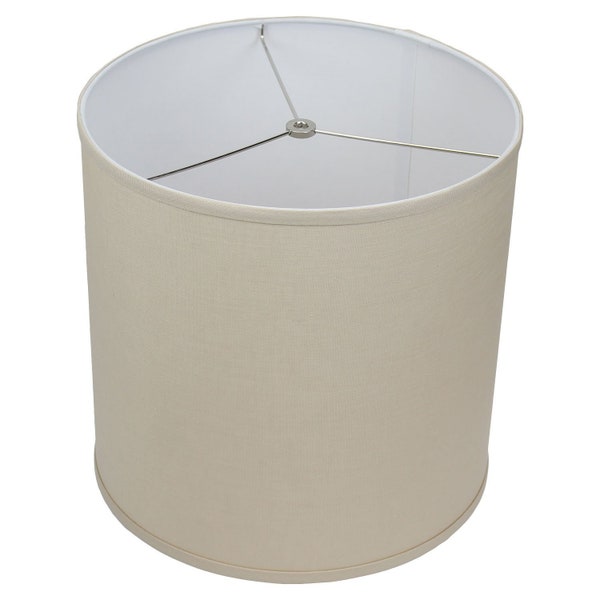 FenchelShades.com 14" Top Diameter x 14" Bottom Diameter 14" Height Cylinder Drum Lampshade (Designer Linen Natural)