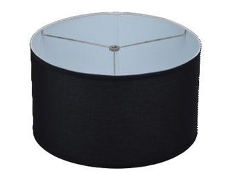 FenchelShades.com Lampshade 16" Top Diameter x 16" Bottom Diameter x 9" Height with Nickle Washer (Linen Black)
