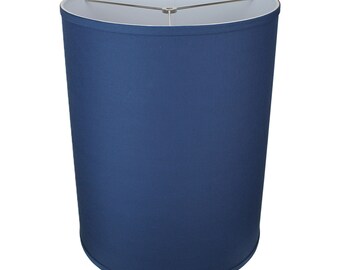 FenchelShades.com Lampshade 14" Top Diameter x 14" Bottom Diameter x 18" Slant Height with Nickle Washer (Linen Navy)