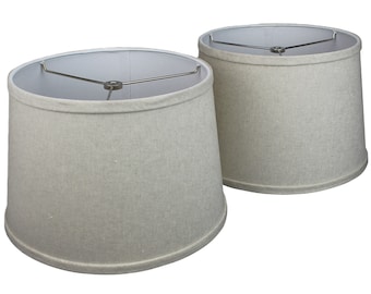 FenchelShades.com - Set of Two- 10" Top Diameter x 12" Bottom Diameter 8" Height Fabric Drum Lampshade Spider Attachment (Couture Sand)