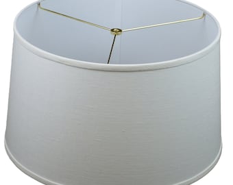 FenchelShades.com Lampshade 17" Top Diameter x 19" Bottom Diameter x 11" Height with Brass Washer (Designer Linen Off White)