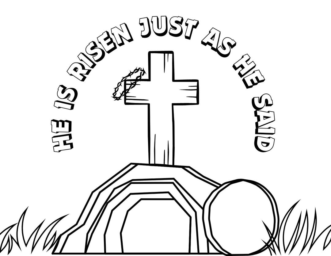 He is Risen - Easter Sunday - Coloring Page - Jesus - Digital Download ...