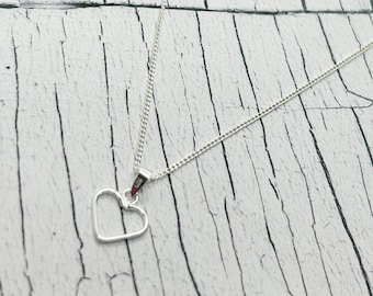 Sterling Silver Heart Pendant Necklace & Drop Earrings Set