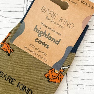 Highland Cow Bamboo Socks, Adults size 4-7