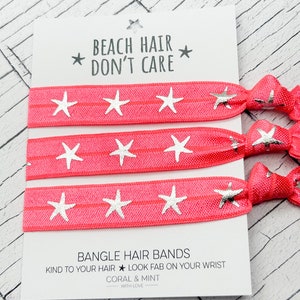 Coral Bangle Bands, Bright Hair Band, Coral Hair Accessory