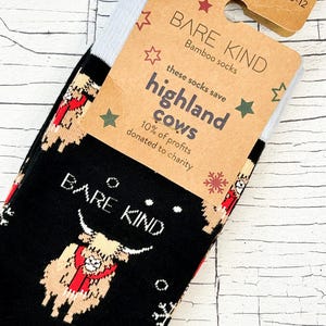 Christmas Highland Cows Socks, Christmas socks, Festive socks, Adults 7-11