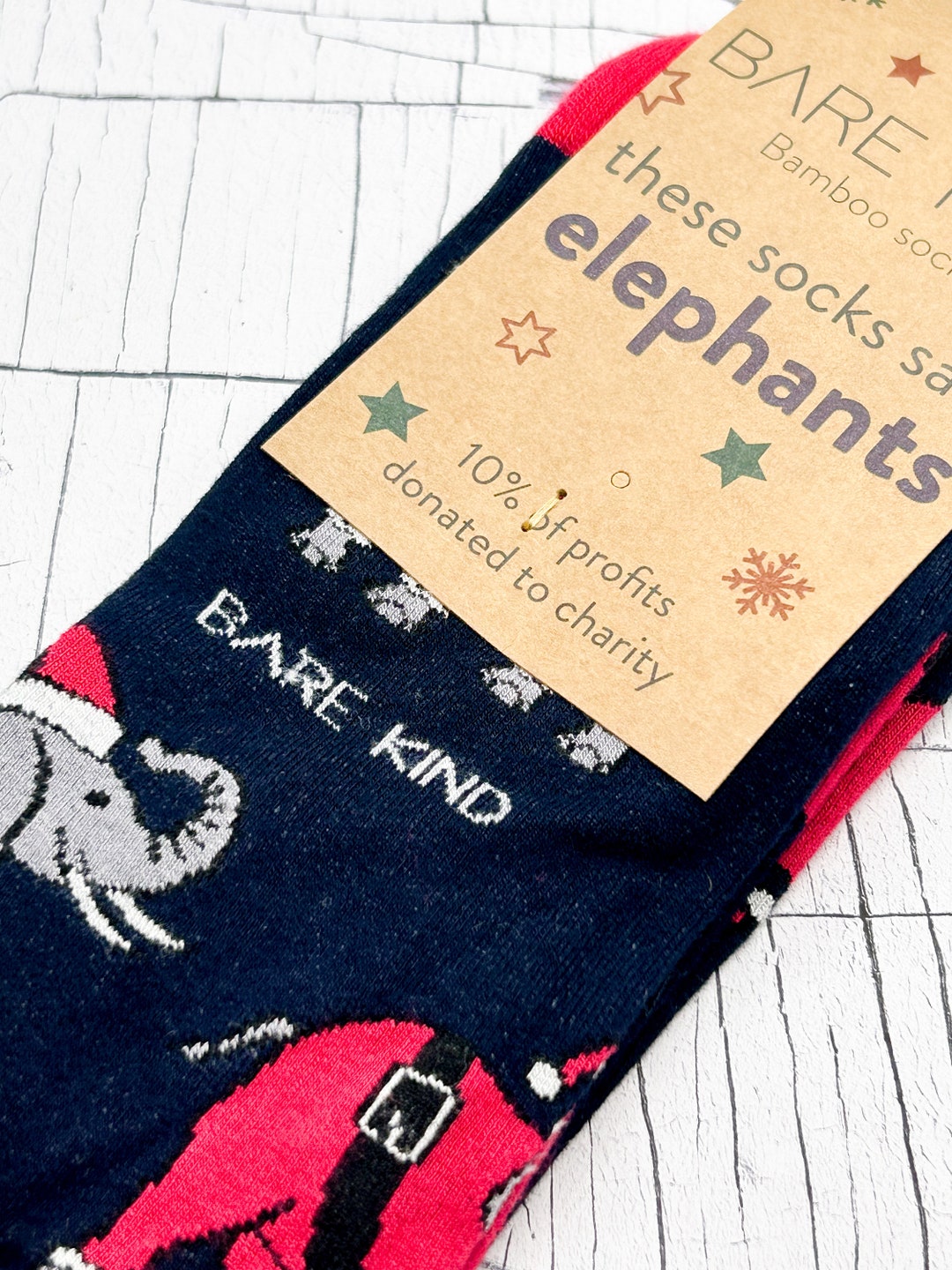 Christmas Elephants Bamboo Socks Adults 711 Christmas Socks Etsy