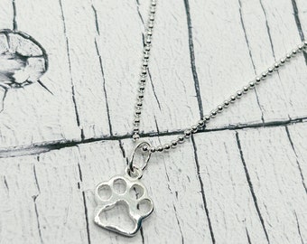 Sterling Silber Pfote Anhänger Halskette - Hunde-Liebhaber-Geschenk