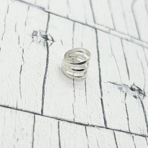Cuff earring, Triple row cuff earring, Cuff earring, Sterling Silver Cuff earring