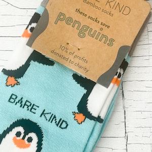 Penguin Bamboo socks, Turquoise socks, Bamboo socks, Adults 4-7, Penguin gift