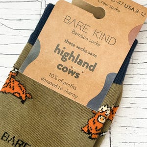 Highland Cow Bamboo Socks, Adults size 7-11