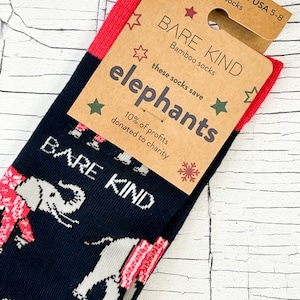 Christmas Elephants Bamboo Socks Adults 4-7, Christmas Socks, Festive socks, Christmas novelty socks