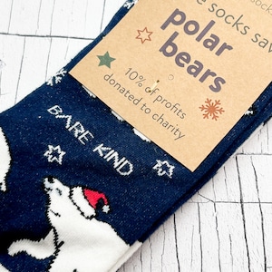 Christmas Polar Bears Bamboo Socks Adults 4-7, Christmas socks, Novelty Christmas socks, Festive socks, Stocking fillers