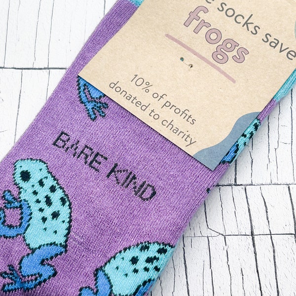 Frog Bamboo Socks: Purple & Blue, Adults Size 4-7