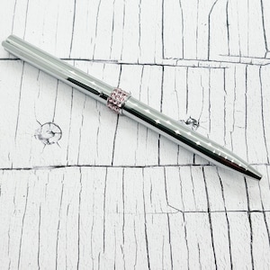 Chrome crystal barrel pen, Pink Crystal pen, Chrome ball point, Gift for a writer, Gift for a student