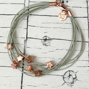 Multi-Strand Star Bracelet in Grey and Rose Gold