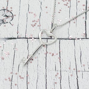Heart Key Pendant, Sterling Silver Key pendant, Key Pendant
