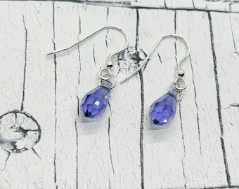 Swarovski drop earrings, Drop earrings, Swarovski purple crystal earrings