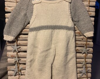 Hand knitted Jumper and romper set (baby alpaca yarn)