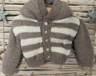 Hand knitted stripey baby hoody