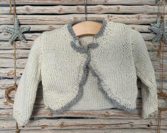 Hand knitted frill cardigan (baby alpaca yarn)