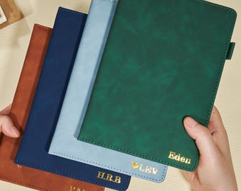 Personalized Vegan Leather Notebook, A5 Leather Journal Gift Set, Custom Name Initials Notebook, Engraved Journal, Teahcer's Day Gifts