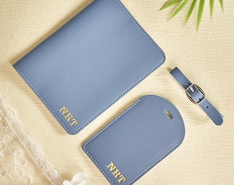 Personalized Passport Cover & Luggage Tag, Vegan Leather Luggage Tag, Engraved Suitcase Tag, Passport Holder, Passport Case, Travel Gifts