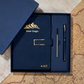 Custom Your Logo Leather Journal Gift Set, Engraved Logo A5 Notebook, Custom Vegan Leather Notebook with Pen, Travel Diary, Corporate Gifts product logo