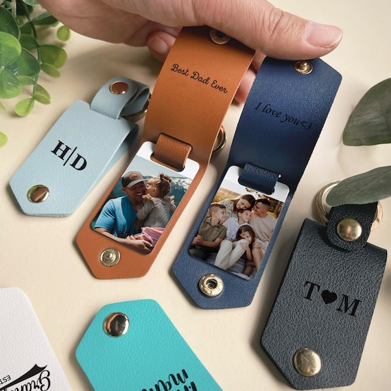 Custom Mens Leather Keychain, Personalized Photo Keyring, Leather Photo Keychain, Drive Safe Keyring, Birthday Gifts, Valentine's Day Gifts
