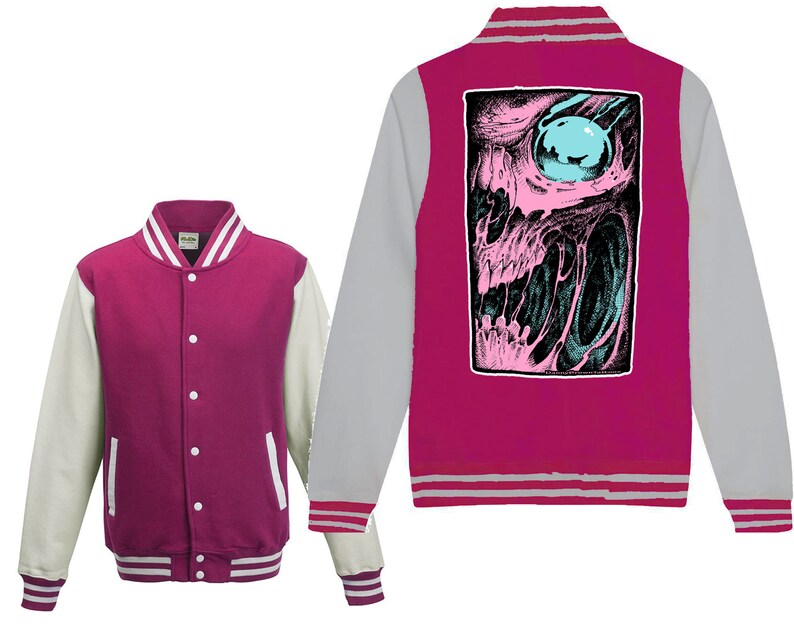 Skull Varsity Jacket Unisex Pastel Colour Vaporwave Pastelgoth Etsy