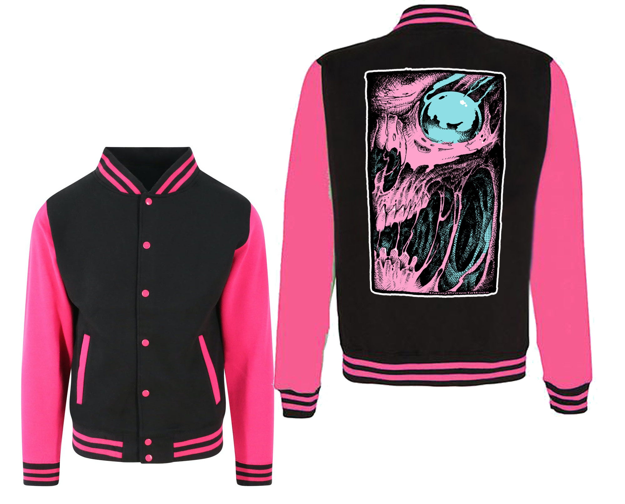 Skull Varsity Jacket Unisex Pastel Colour Vaporwave Pastelgoth Etsy