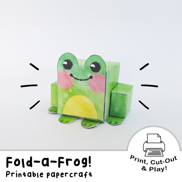 Fold-a-Frog DIY Paper Craft Project | Instant Digital Download | Eco friendly printable kids activity educational toy reptile toad frog art