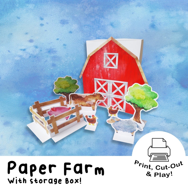 Paper Farm DIY Paper Doll Theatre Craft Project Instant Digital