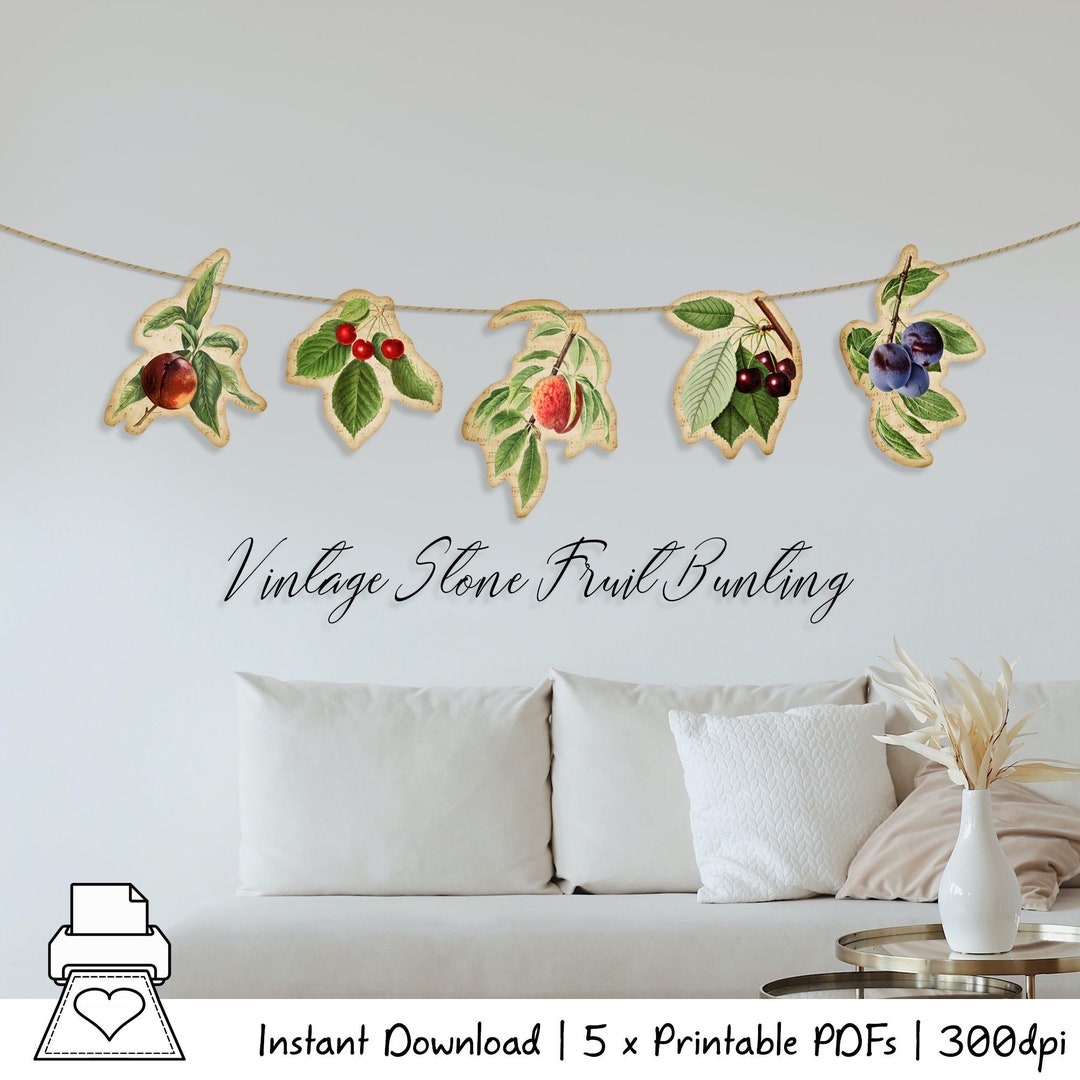 Vintage Stone Fruit Bunting Instant Digital Download - Etsy