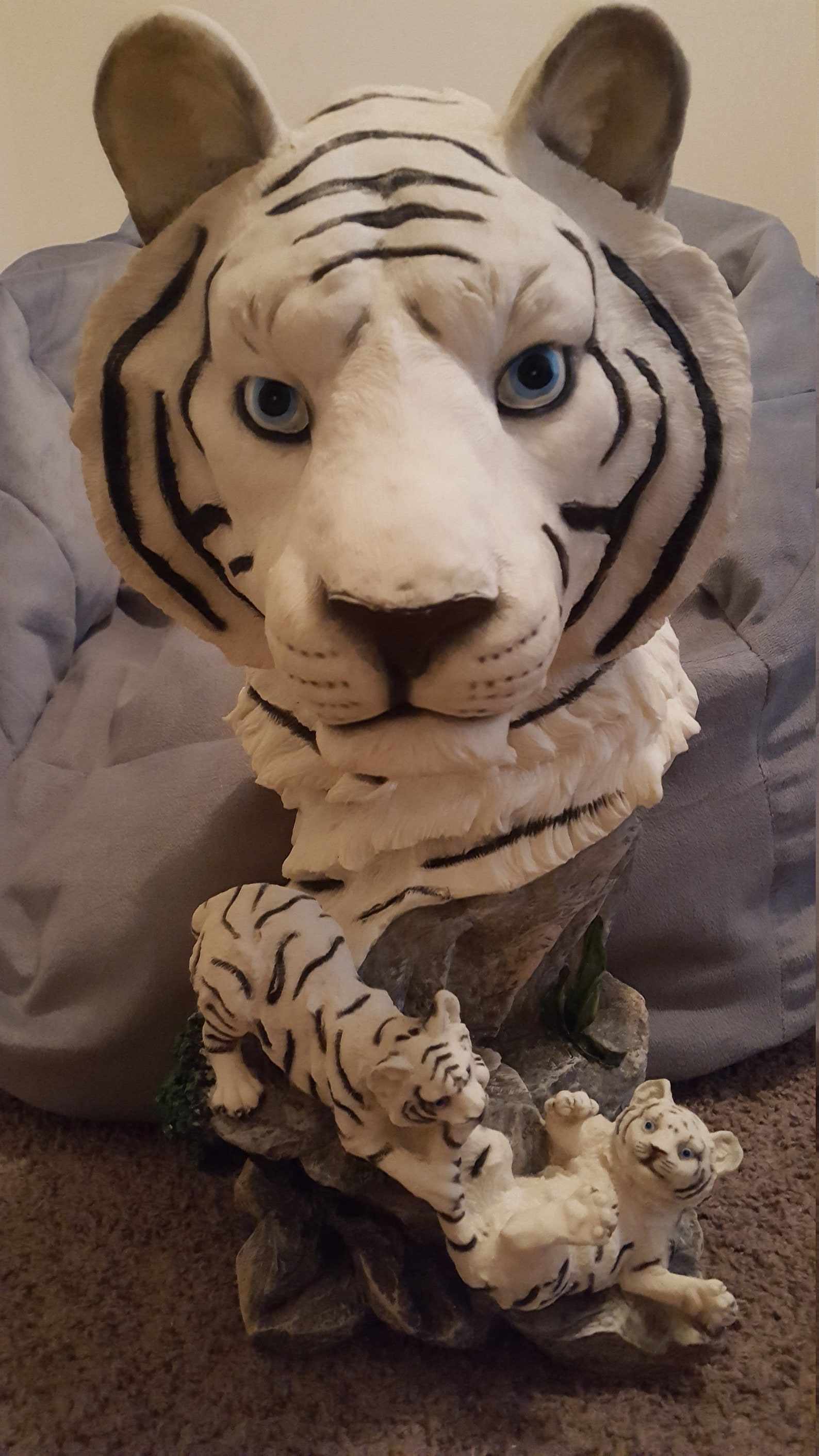 White Tiger Head Statue with Cubs Etsy