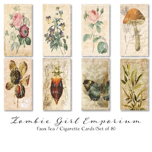 Cigarette Cards, Tea Cards, Faux Cigarette Cards, Faux Tea Cards, Vintage, Ephemera, Junk Journals, Scrapbooking, Woodland, Florals, Nature