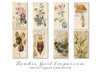 Cigarette Cards, Tea Cards, Faux Cigarette Cards, Faux Tea Cards, Vintage, Ephemera, Junk Journals, Scrapbooking, Woodland, Florals, Nature