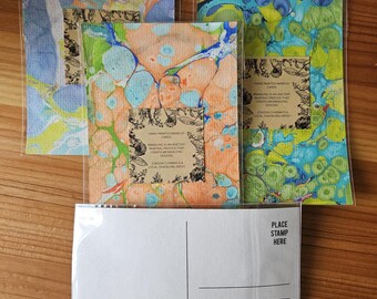 Carte postale - Cartes postales uniques marbrées peintes à la main