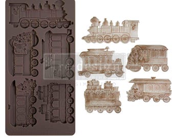 THE JOLLY EXPRESS ~Redesign with Prima Decor Moulds ~8mm thickness /5 X 10" ~ Mold / /DiY/Upcycling/Chalk Painting/Food Safe