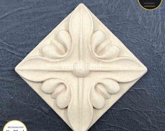 207.6//Set of 2 Square Flower Centrepieces JMM WUB207.6//7x7x0.7 cm //WoodUBend Moulding//Applique//Mixed Media Onlay//Bendable when Heated!